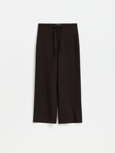Reserved Pantaloni cu șnur decorativ maro-închis maro