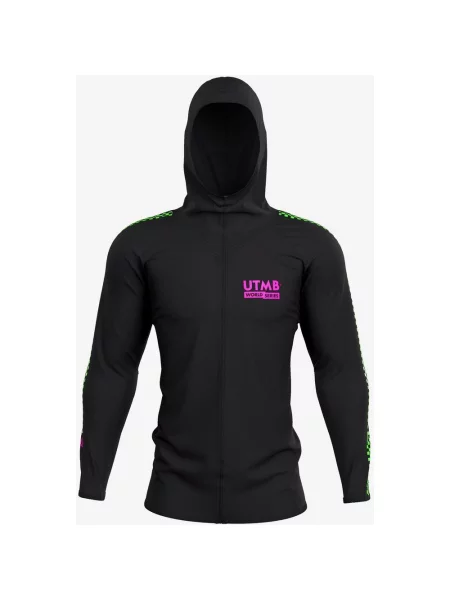 Bluza z kapturem Compressport 3D Thermo Seamless Zip UTMB zielony różowy XS czarny