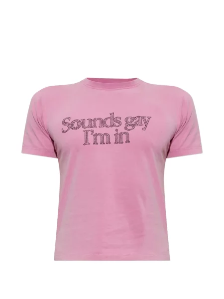 Scurt tricou Carne Bollente cu paiete roz