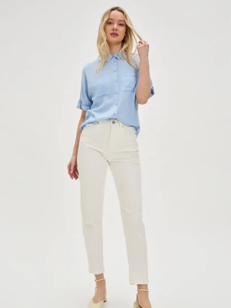 Blugi drepți Marisse alb