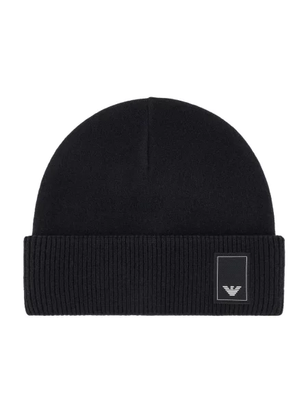 Czapka Emporio Armani z kaszmiru z logo czarna