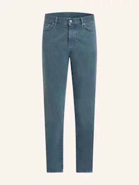 Zegna Džíny Slim Fit teal tyrkysová