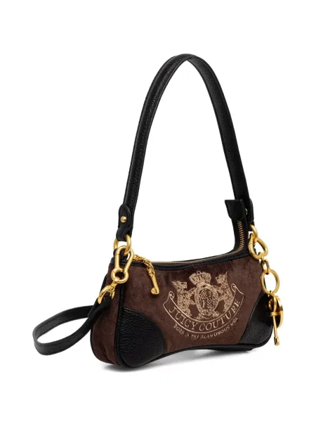 Geantă Juicy Couture de catifea cu autograf maro