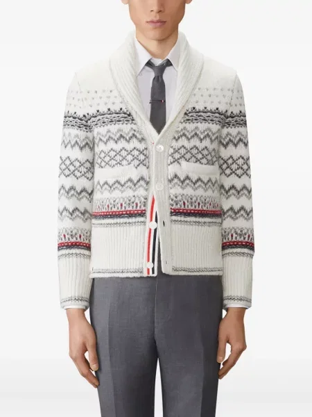 Cardigan Thom Browne tricotate alb