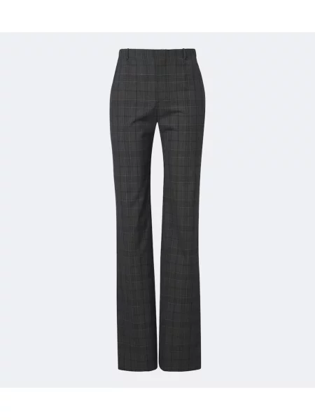 Pantaloni Gucci de lână în carouri gri