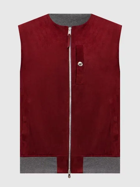 Замшевий жилет Brunello Cucinelli бордовий