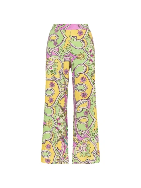 Pantaloni Maliparmi cu imagine cu model paisley verde