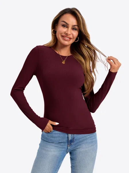 Imily Bela Tricou burgundy roșu