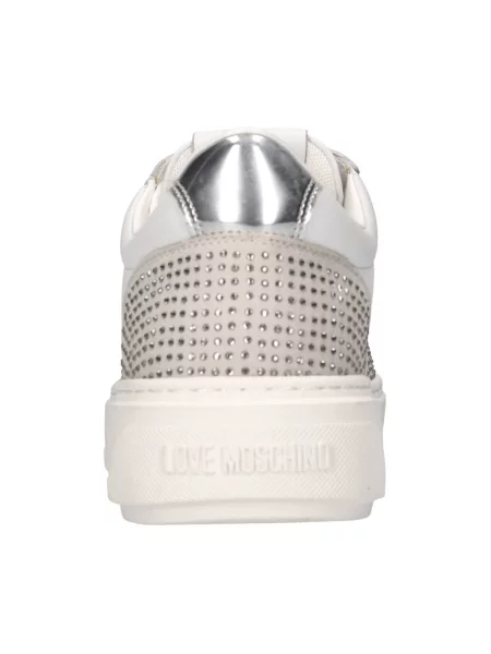 Sneakersy Love Moschino zamszowe z dżetami białe
