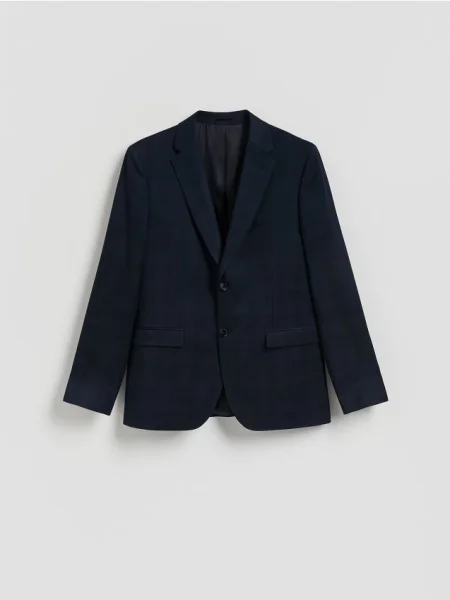 Reserved Blazer slim fit în carouri bleumarin