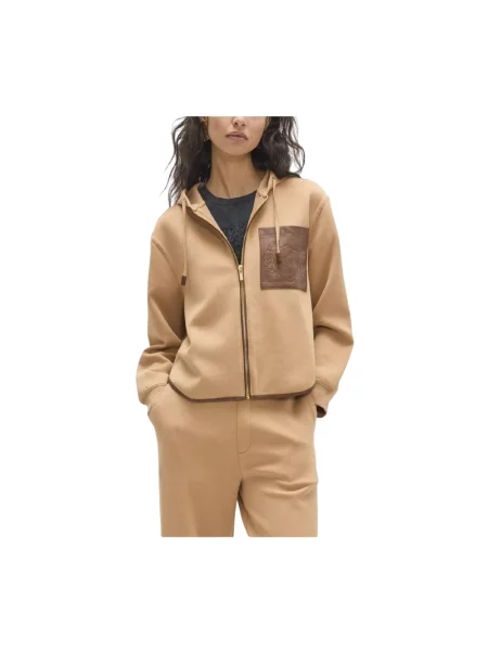 Bluza rozpinana Lola Casademunt skórzana z kieszenią przednią beżowa