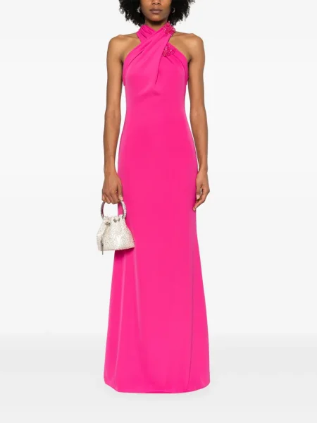 Rochie maxi Cristallini de cristal de costum roz