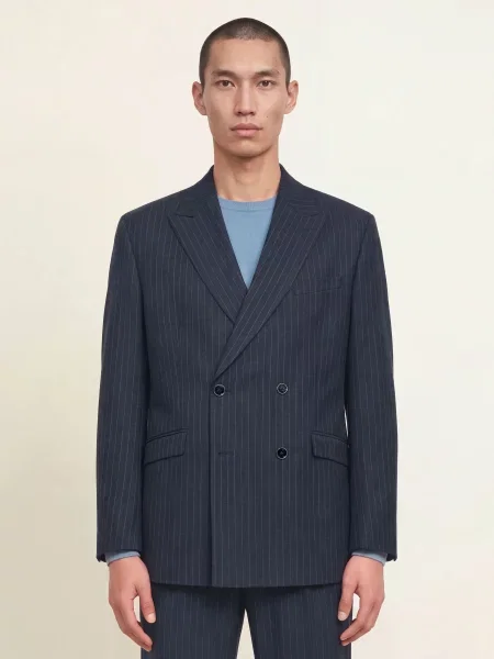 Paul Oblekové Sako Volný Střih blue stripes modré