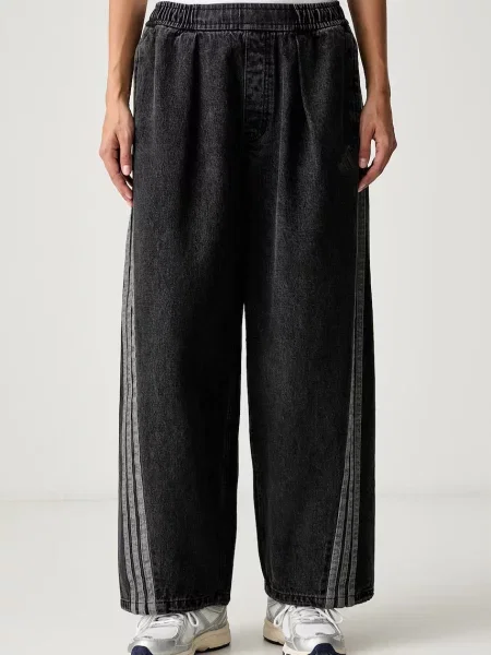 Adidas blugi wide leg pentru femei Denim Pack negru