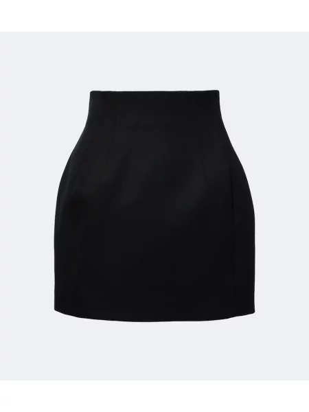 Fustă Mugler cu talie înaltă de lână negru
