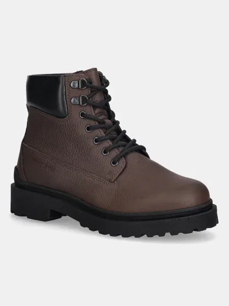 Topánky Tommy Jeans TJM LACE UP BOOT LEATHER hnedá