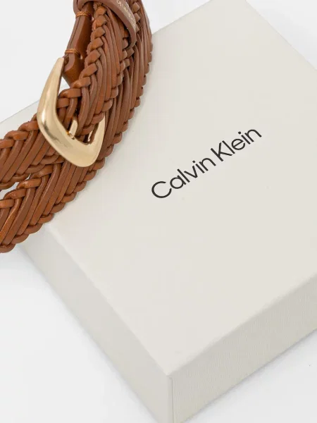 Bőr fonott csatos öv Calvin Klein barna