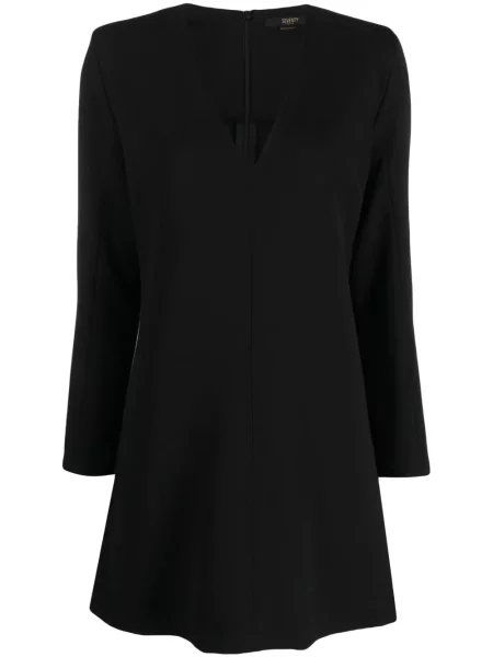 Rochie Seventy cu decolteu în V negru