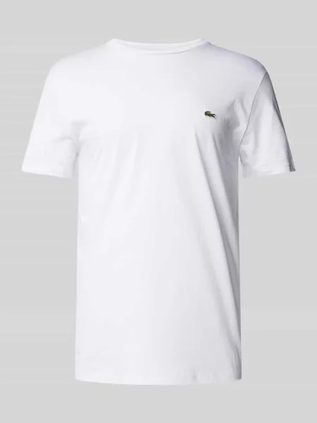 T-shirt z okrągłym dekoltem Lacoste biała