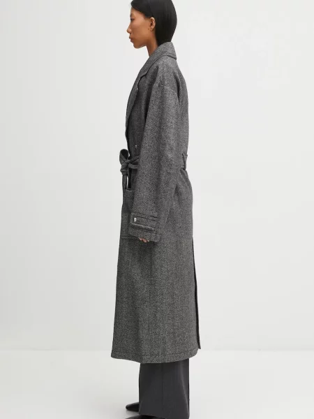 Шерстяное макси пальто Fiorucci в елочку