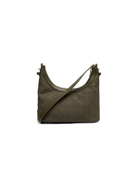 Calvin Klein Táska Emblem Aop Sueded Shoulder Bag Sötétzöld zöld