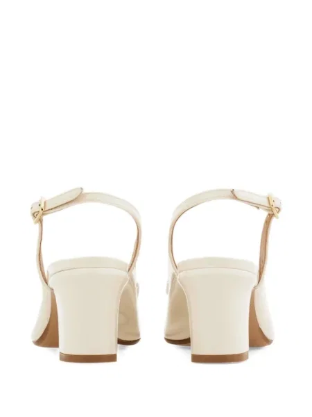Pantofi cu toc Ferragamo cu funde slingback alb