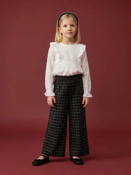 Sinsay kostkované kalhoty wide leg černá
