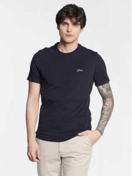 Guess Marškinėliai Basic Tamsiai Slim Fit mėlyna