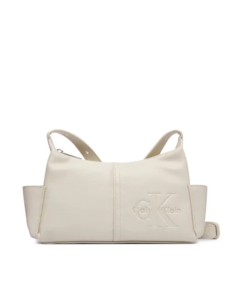 Calvin Klein Torbica Pockets Monologo Crossbody Krem bež