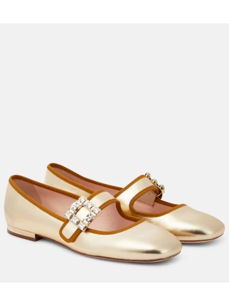 Balerini Roger Vivier din piele auriu