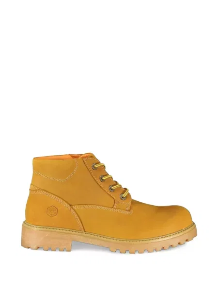 Botine Lumberjack cu șireturi din piele galben