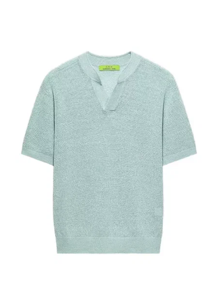 Tricou Shanghai Tang cu decolteu în V albastru