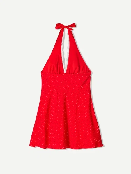 Bershka Rochie roșu alb