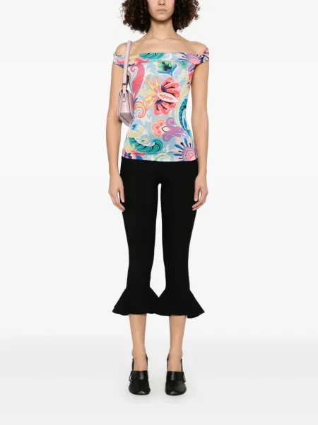 Top Etro cu imagine cu model paisley albastru