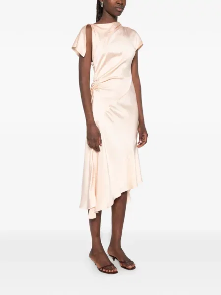 Rochie Victoria Beckham asimetrică drapată roz