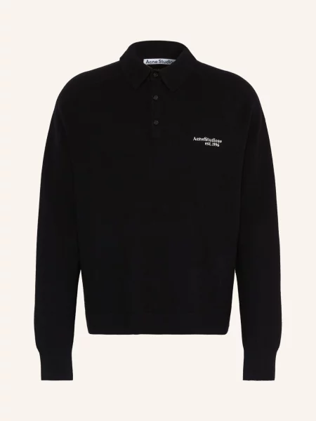 Acne Studios Pletené Polo Tričko černá