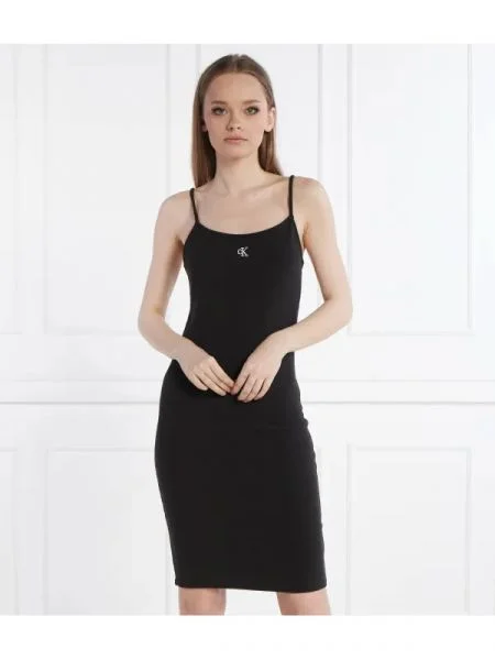 CALVIN KLEIN JEANS Rochie SLUB RIB negru