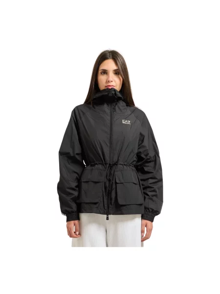 Kurtka Emporio Armani z kapturem z autografem czarna
