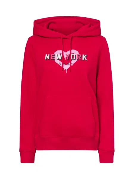 Tommy Jeans bluza z kapturem z nadrukiem czerwony