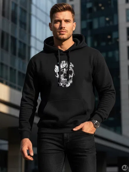 Bluza z nadrukiem czaszki Dstreet czarna