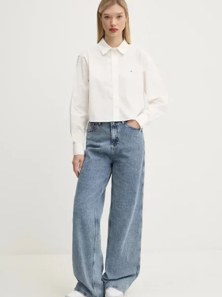 Tommy Jeans koszula relaxed z kołnierzykiem klasycznym biały