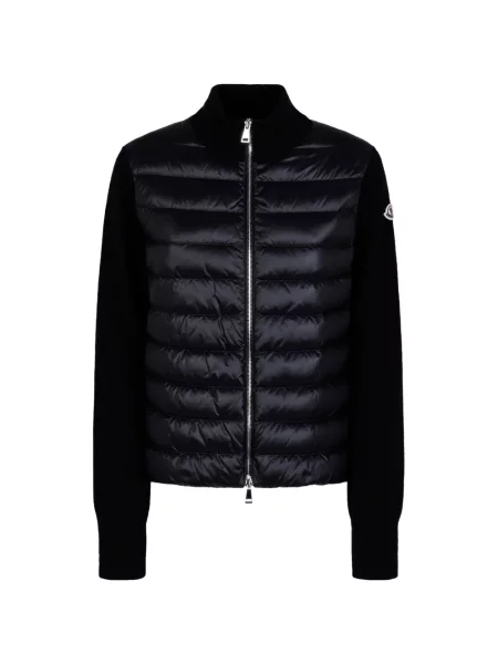 Matlasat geacă Moncler cu autograf negru