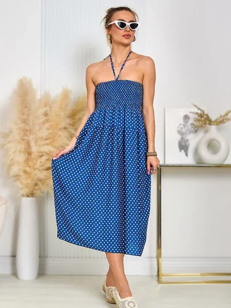 Rochie Resti cu buline de costum albastru