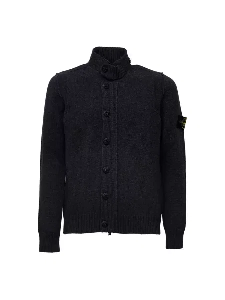 Sweter Stone Island wełniany z kamieniami szary