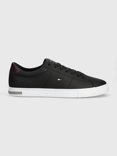 Tommy Hilfiger Δερμάτινα sneakers ESSENTIAL LEATHER DETAIL VULC μαύρο