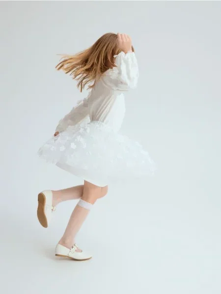 Reserved Спідниця з тюлю з квітковим мотивом білий