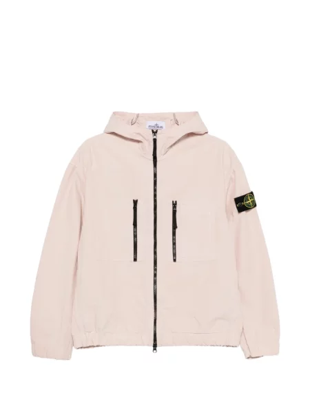 Geacă Stone Island cu glugă cu strasuri roz
