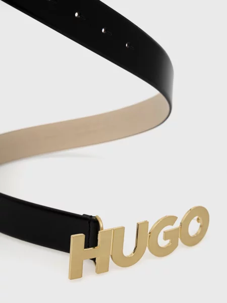 Шкіряний ремінь HUGO чорний