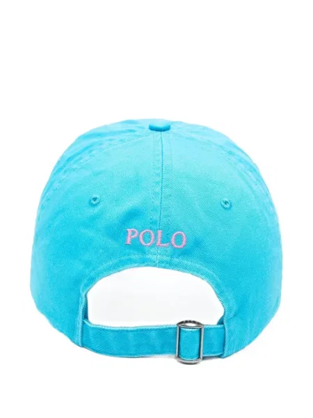 Lniana czapka z daszkiem Polo Ralph Lauren z okrągłym dekoltem niebieska