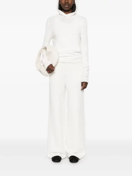 Pantaloni Aya Muse tricotate alb